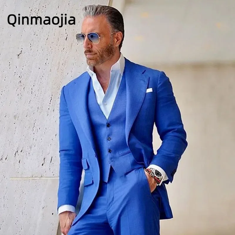 Formal Blue Wedding Suits For Men 3 Pieces Notched Lapel Slim Fit Classic Formal Elegant Best Men's clothing Costume
Formal Blue Wedding Suits For Men 3 Pieces Notched Lapel Slim Fit Classic Formal Elegant Best Men's clothing Costume