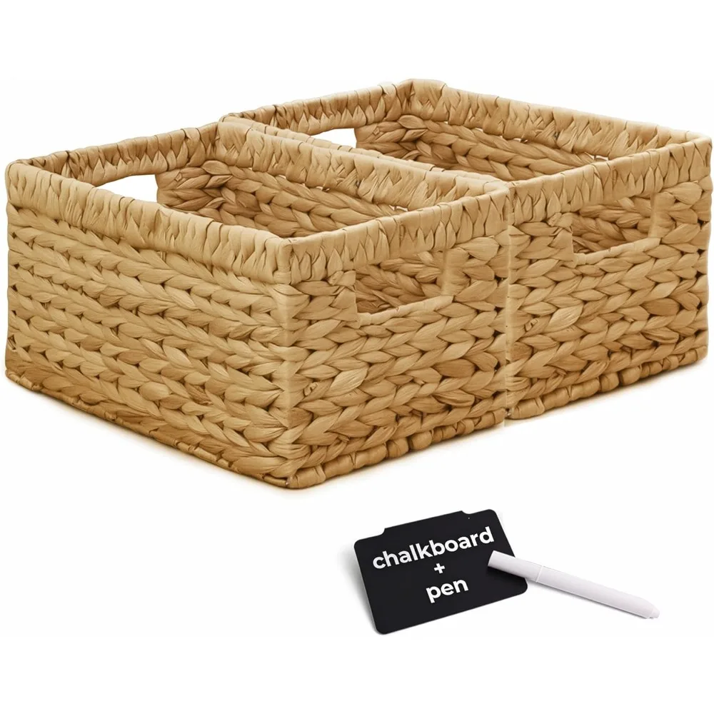 Handwoven Water Hyacinth Rattan Storage Basket Set with Handles and Chalkboard Labels for Closet and Home Organization
Handwoven Water Hyacinth Rattan Storage Basket Set with Handles and Chalkboard Labels for Closet and Home Organization