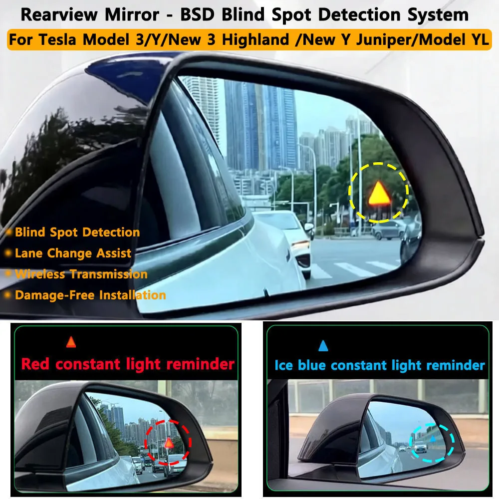 Blind Spot Monitoring BSD System Lane Change Assist Wireless Transmission Rearview Mirror for Tesla Model Y 3 Highland Y Juniper
Blind Spot Monitoring BSD System Lane Change Assist Wireless Transmission Rearview Mirror for Tesla Model Y 3 Highland Y Juniper
