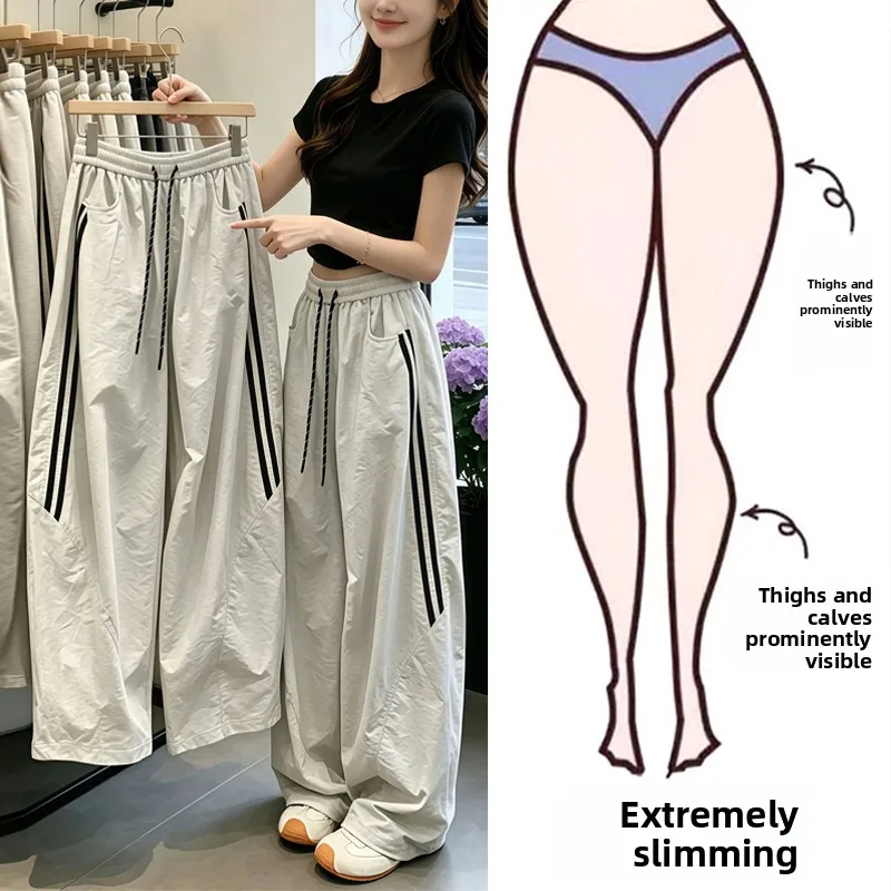 Summer American Style Side Stripe Quick Dry Pants Women plus Size 200 Pounds Loose Slimming Wide Leg Casual Paratrooper Pants
Summer American Style Side Stripe Quick Dry Pants Women plus Size 200 Pounds Loose Slimming Wide Leg Casual Paratrooper Pants