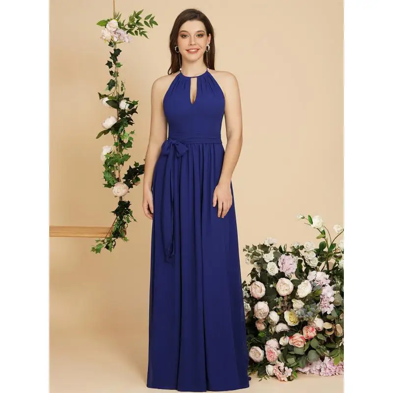 BABYONLINE Royal Blue Halter Bridesmaid Dresses with Draped Neckline & Flowy Chiffon Skirt, Elegant Gown for Wedding Party
BABYONLINE Royal Blue Halter Bridesmaid Dresses with Draped Neckline & Flowy Chiffon Skirt, Elegant Gown for Wedding Party