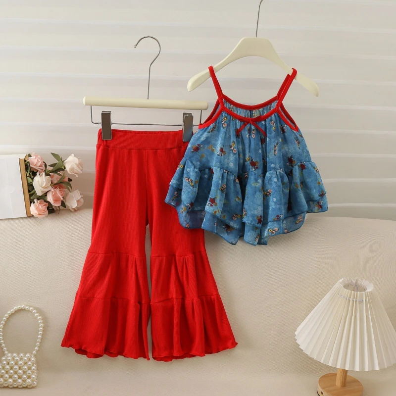 Girls Summer Vacation Style Sleeveless Top, New Children Baby Chiffon Ruffle Blouse with Flared Pants Set, Outfit Collection
Girls Summer Vacation Style Sleeveless Top, New Children Baby Chiffon Ruffle Blouse with Flared Pants Set, Outfit Collection