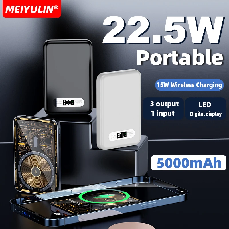 5000 мАч тонкий магнитный беспроводной внешний аккумулятор 22,5 Вт USB C Быстрая зарядка портативный прозрачный внешний аккумулятор для iPhone 15 Samsung
5000 мАч тонкий магнитный беспроводной внешний аккумулятор 22,5 Вт USB C Быстрая зарядка портативный прозрачный внешний аккумулятор для iPhone 15 Samsung