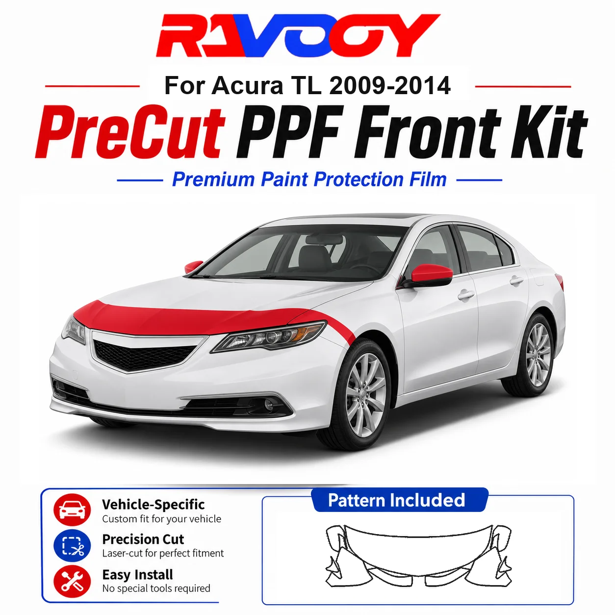 8.5mil TPU Precut PPF Kit For Acura TL 2009-2014 - Hood, Partial Fenders & Full Mirror Set - Self-Healing Gloss Clear Bra Film
8.5mil TPU Precut PPF Kit For Acura TL 2009-2014 - Hood, Partial Fenders & Full Mirror Set - Self-Healing Gloss Clear Bra Film