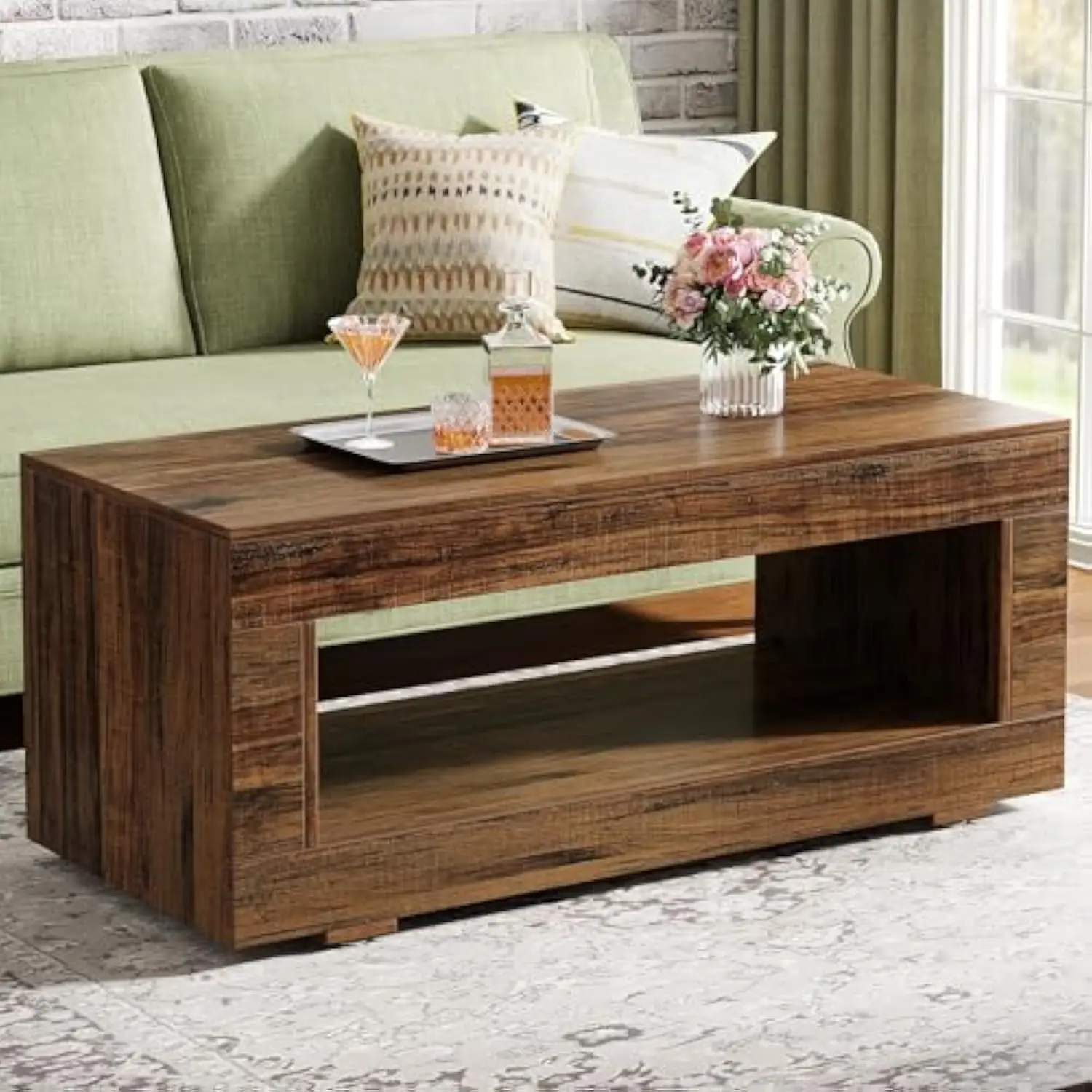 Wood Coffee Table for Living Room, 43.3 Modern Farmhouse Coffee Table with Storage, 2-Tier Rectangular Center Table Cocktail L
Wood Coffee Table for Living Room, 43.3 Modern Farmhouse Coffee Table with Storage, 2-Tier Rectangular Center Table Cocktail L