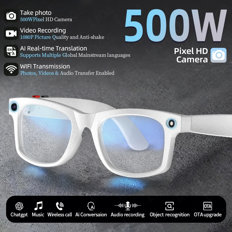 LIGE AI Smart Glasses 500W Shooting Photo Camera 1080P HD Video Voice Call Translation Waterproof Bluetooth AI Motorcycle Glass
LIGE AI Smart Glasses 500W Shooting Photo Camera 1080P HD Video Voice Call Translation Waterproof Bluetooth AI Motorcycle Glass