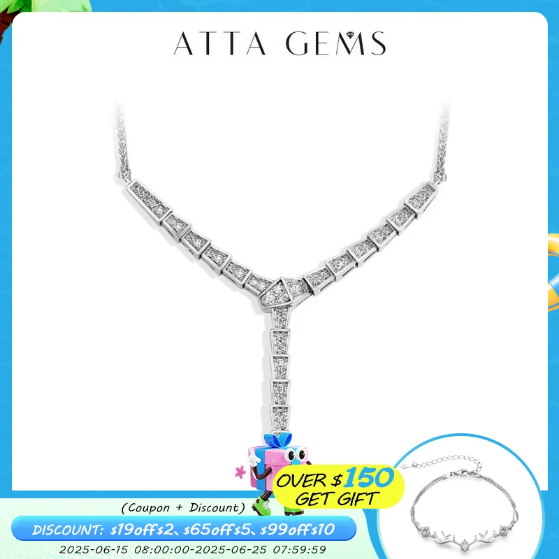 ATTAGEMS Luxury Full Moissanite Necklace for Women Man Original SnakeShape 925 Sterling Silver Wedding Party Jewelry Gift 45+5cm
ATTAGEMS Luxury Full Moissanite Necklace for Women Man Original SnakeShape 925 Sterling Silver Wedding Party Jewelry Gift 45+5cm