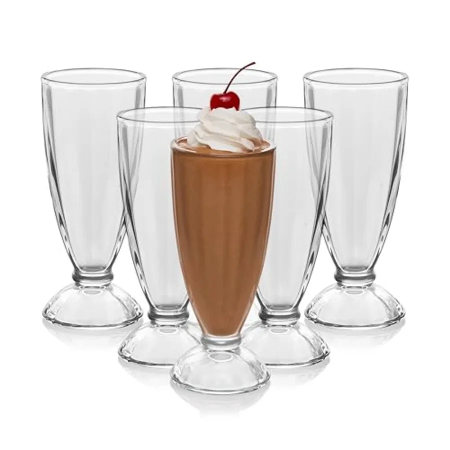 Fountain Shoppe Milkshake Glasses Set of 6 - Classic Old Fashioned Rootbeer Float Glasses - Glass Ice Cream Cups for Sundaes, S
Fountain Shoppe Milkshake Glasses Set of 6 - Classic Old Fashioned Rootbeer Float Glasses - Glass Ice Cream Cups for Sundaes, S