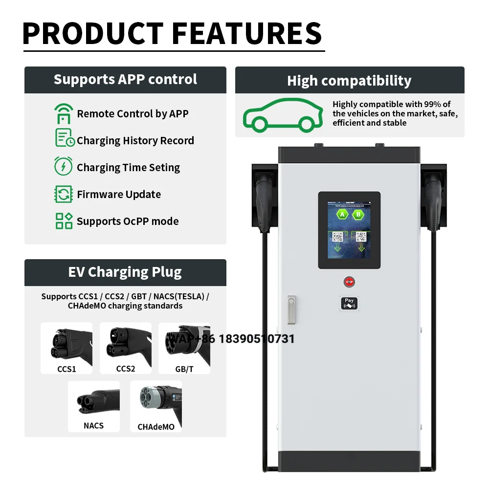 Electway High Power 30kW 40kW Floor-mounted DC EV Charging Station Fast Commercial Electric Car Charger with Payment System
Electway High Power 30kW 40kW Floor-mounted DC EV Charging Station Fast Commercial Electric Car Charger with Payment System