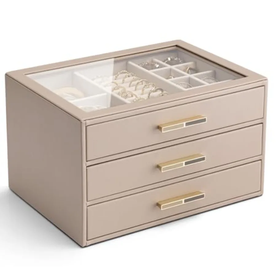 3 Layer Jewelry Box for Women Mothers Day Gifts for Women Glass Lid Jewelry Organizer with 3 Drawers for Necklaces Rings Earrin
3 Layer Jewelry Box for Women Mothers Day Gifts for Women Glass Lid Jewelry Organizer with 3 Drawers for Necklaces Rings Earrin