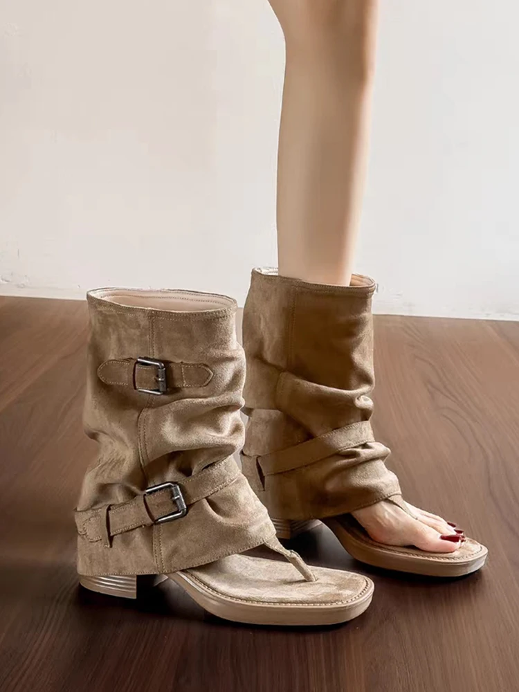 Retro Roman Style Thick Heel Square Head Toe-Mounted Sandals Women's 2026 New Summer Versatile Short Boots High Top
Retro Roman Style Thick Heel Square Head Toe-Mounted Sandals Women's 2026 New Summer Versatile Short Boots High Top
