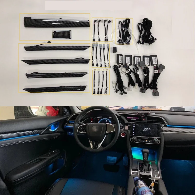 64-цветная светодиодная лампа окружающего освещения для Honda Civic, 10 Civic 2016 2017 2018 2019 2020, освещенный автомобильный Стайлинг
64-цветная светодиодная лампа окружающего освещения для Honda Civic, 10 Civic 2016 2017 2018 2019 2020, освещенный автомобильный Стайлинг