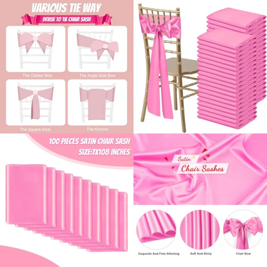 Satin Chair Sashes Bows Universal Chair Ribbon Ties Back Sash for Wedding Party Reception Events Banquets Hotel Event Chair Cov
Satin Chair Sashes Bows Universal Chair Ribbon Ties Back Sash for Wedding Party Reception Events Banquets Hotel Event Chair Cov