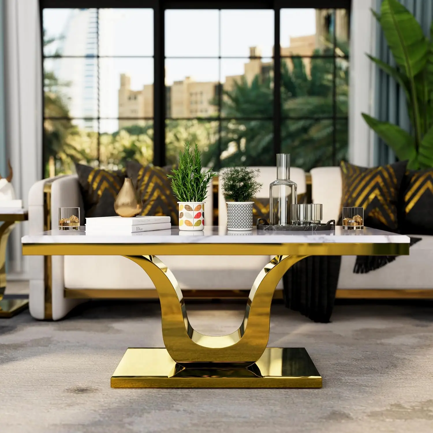 White Gold Rectangle Coffee Table Metal Frame Glass Top 48 inch Living Room Guest Hall Reception, Customized
White Gold Rectangle Coffee Table Metal Frame Glass Top 48 inch Living Room Guest Hall Reception, Customized