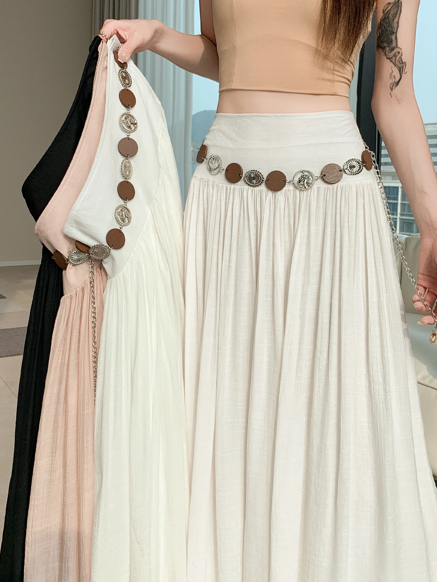 Bohemian Pleated Linen Midi Skirt Women's Spring New Style Preppy Wind Super Beautiful Drifting Large Swing Cotton Linen Long...
Bohemian Pleated Linen Midi Skirt Women's Spring New Style Preppy Wind Super Beautiful Drifting Large Swing Cotton Linen Long...