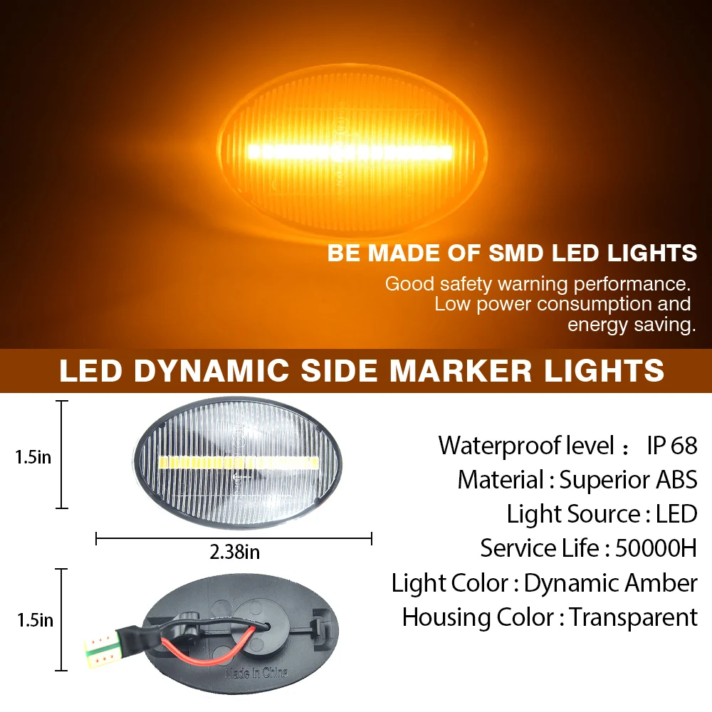 12V Led Dynamic Turn Signal Light Side Fender Marker Sequential Blinker Fit For Opel Omega Astra F T92 Corsa B S93 C X01 Combo B
12V Led Dynamic Turn Signal Light Side Fender Marker Sequential Blinker Fit For Opel Omega Astra F T92 Corsa B S93 C X01 Combo B
