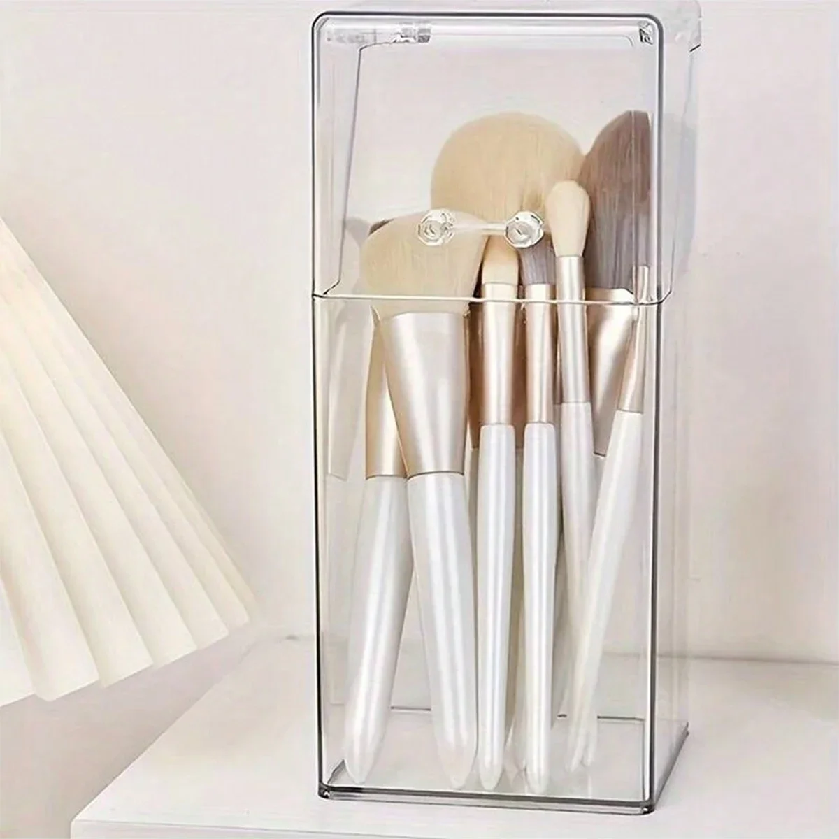 1pc-quadrilateral dust-proof cosmetic brush storage box household cosmetic brush finishing bucket, desktop storage box
1pc-quadrilateral dust-proof cosmetic brush storage box household cosmetic brush finishing bucket, desktop storage box