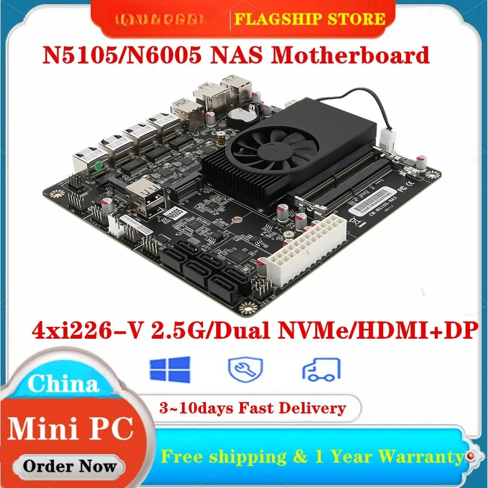 4x материнская плата Intel i226-V 2.5G Nics NAS N5105/N6005 Dual M.2 NVMe Six SATA3.0 2 * DDR4 HDMI2.0 DP Mini ITX 17x17CM с мягкой маршрутизацией
4x материнская плата Intel i226-V 2.5G Nics NAS N5105/N6005 Dual M.2 NVMe Six SATA3.0 2 * DDR4 HDMI2.0 DP Mini ITX 17x17CM с мягкой маршрутизацией