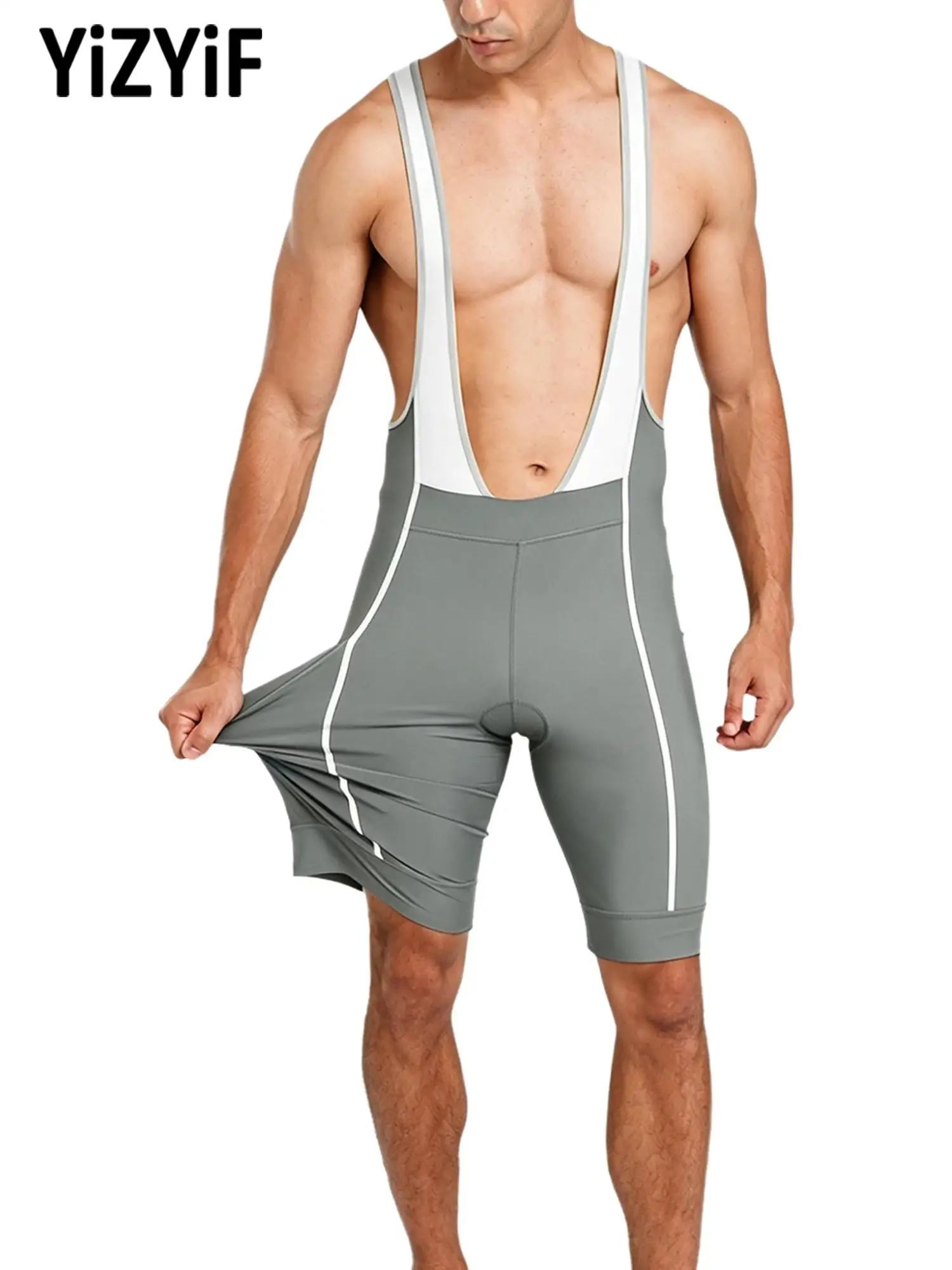 Men Padded Cycling Jumpsuit Deep U Neck Sleeveless Mesh Patchwork Bike Overalls with Pockets for Road Cycling Triathlon
Men Padded Cycling Jumpsuit Deep U Neck Sleeveless Mesh Patchwork Bike Overalls with Pockets for Road Cycling Triathlon