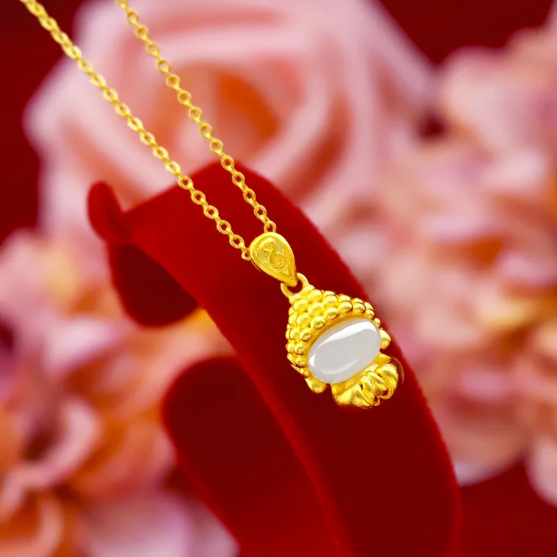Real 18K Gold Color Lovely Hetian Jade Buddha Pendant Necklace Fine Jewelry Clavicle Necklaces for Women Mom Birthday Gifts
Real 18K Gold Color Lovely Hetian Jade Buddha Pendant Necklace Fine Jewelry Clavicle Necklaces for Women Mom Birthday Gifts