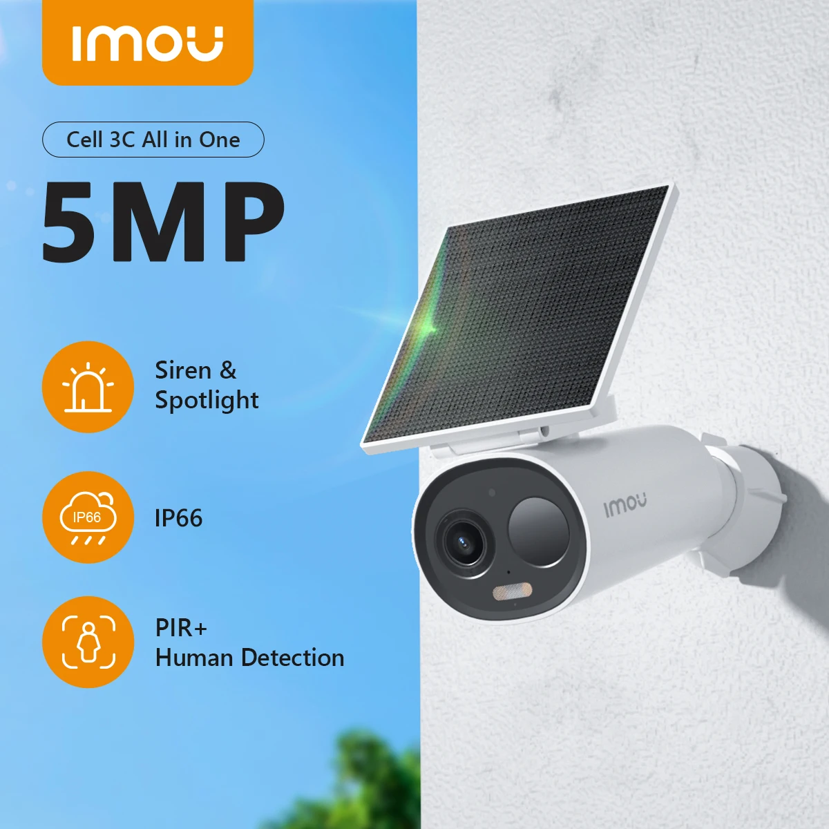 IMOU 3K Solar Security Camera 5MP Outdoor Wireless 2.4Ghz WIFI Camera Battery Camera Smart Color Night Vision AI Detection Siren
IMOU 3K Solar Security Camera 5MP Outdoor Wireless 2.4Ghz WIFI Camera Battery Camera Smart Color Night Vision AI Detection Siren