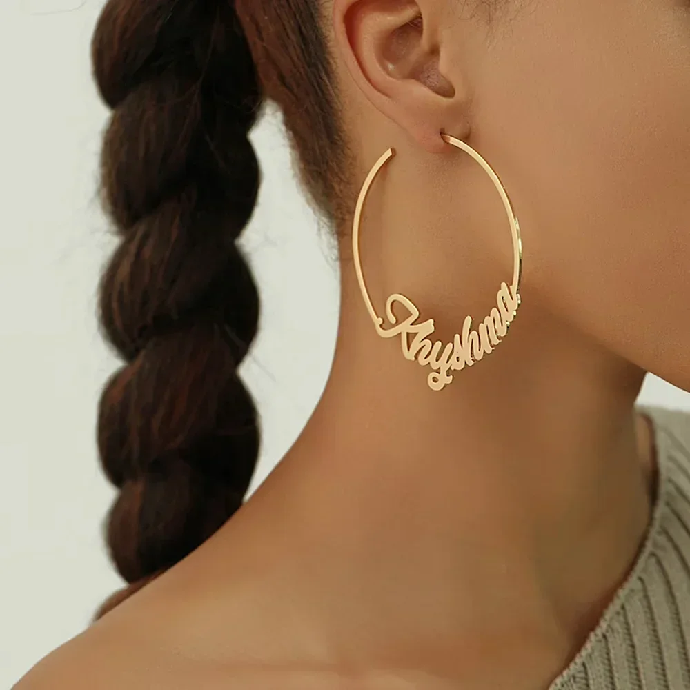 70mm Big Hoops Earrings A Pair Custom Name Earring for Women Stainless Steel Type C Earring Personalized Fashion Jewelry Gifts
70mm Big Hoops Earrings A Pair Custom Name Earring for Women Stainless Steel Type C Earring Personalized Fashion Jewelry Gifts