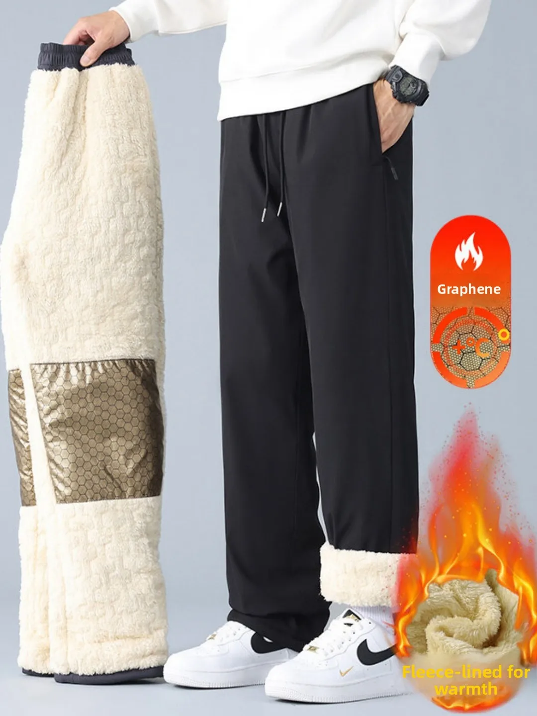Men's Winter Casual Pants Lamb Velvet down Filled Straight Leg Ski Waterproof Trousers Warm Cozy Polyester Fiber Jeans
Men's Winter Casual Pants Lamb Velvet down Filled Straight Leg Ski Waterproof Trousers Warm Cozy Polyester Fiber Jeans