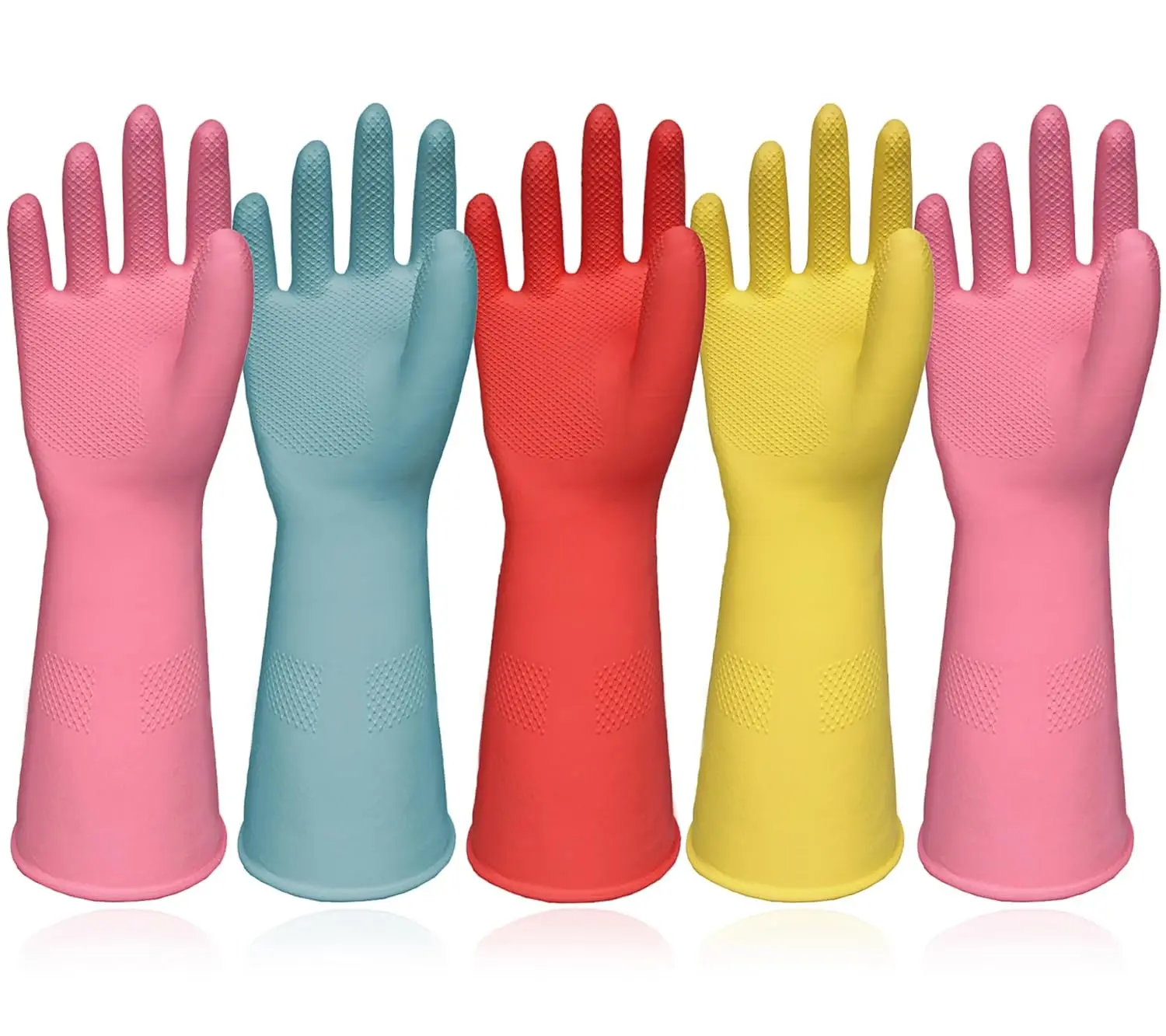 5 Pairs Reusable Rubber Cleaning Gloves, Non-Slip Dishwashing Gloves for Women Men, Medium, 12.6 inch
5 Pairs Reusable Rubber Cleaning Gloves, Non-Slip Dishwashing Gloves for Women Men, Medium, 12.6 inch