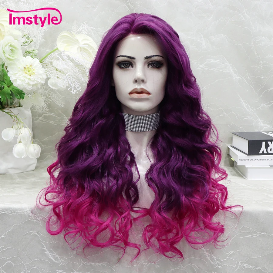 Imstyle Synthetic Lace Front Wig Ombre Purple Pink Wig Long Curly Wigs For Women Heat Resistant Fiber Cosplay Wig
Imstyle Synthetic Lace Front Wig Ombre Purple Pink Wig Long Curly Wigs For Women Heat Resistant Fiber Cosplay Wig