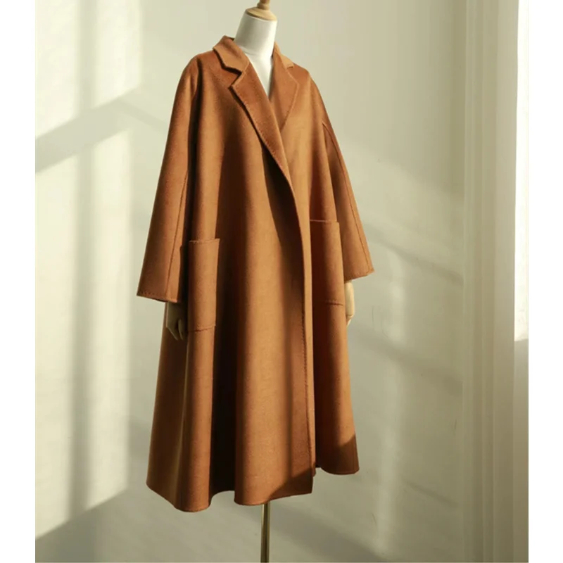Luxury Handmade Double-sided Water Ripple Wool Coat Women Elegant Lapel Neck Long Sleeve Warm Female Outerwear Autumn Winter
Luxury Handmade Double-sided Water Ripple Wool Coat Women Elegant Lapel Neck Long Sleeve Warm Female Outerwear Autumn Winter