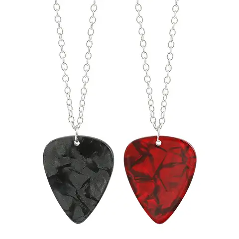Naszyjnik z kostką gitarową, zawieszka w kształcie serca z rubinem, łańcuszek na obojczyk Eddie'ego Munsona, punkowy, dziwny, horror, choker, biżuteria cosplay, prezenty.