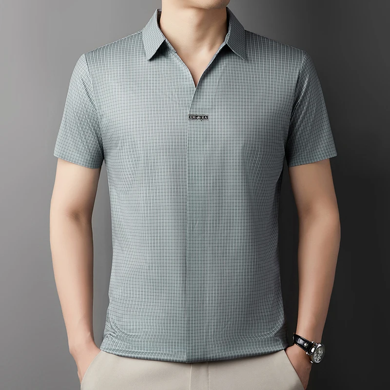 Seamless Plaid Pullovers Shirts For Men Short Sleeve Rivets Cool Summer Quality Soft Comfortable All Match Fashion Chemise Homme
Seamless Plaid Pullovers Shirts For Men Short Sleeve Rivets Cool Summer Quality Soft Comfortable All Match Fashion Chemise Homme