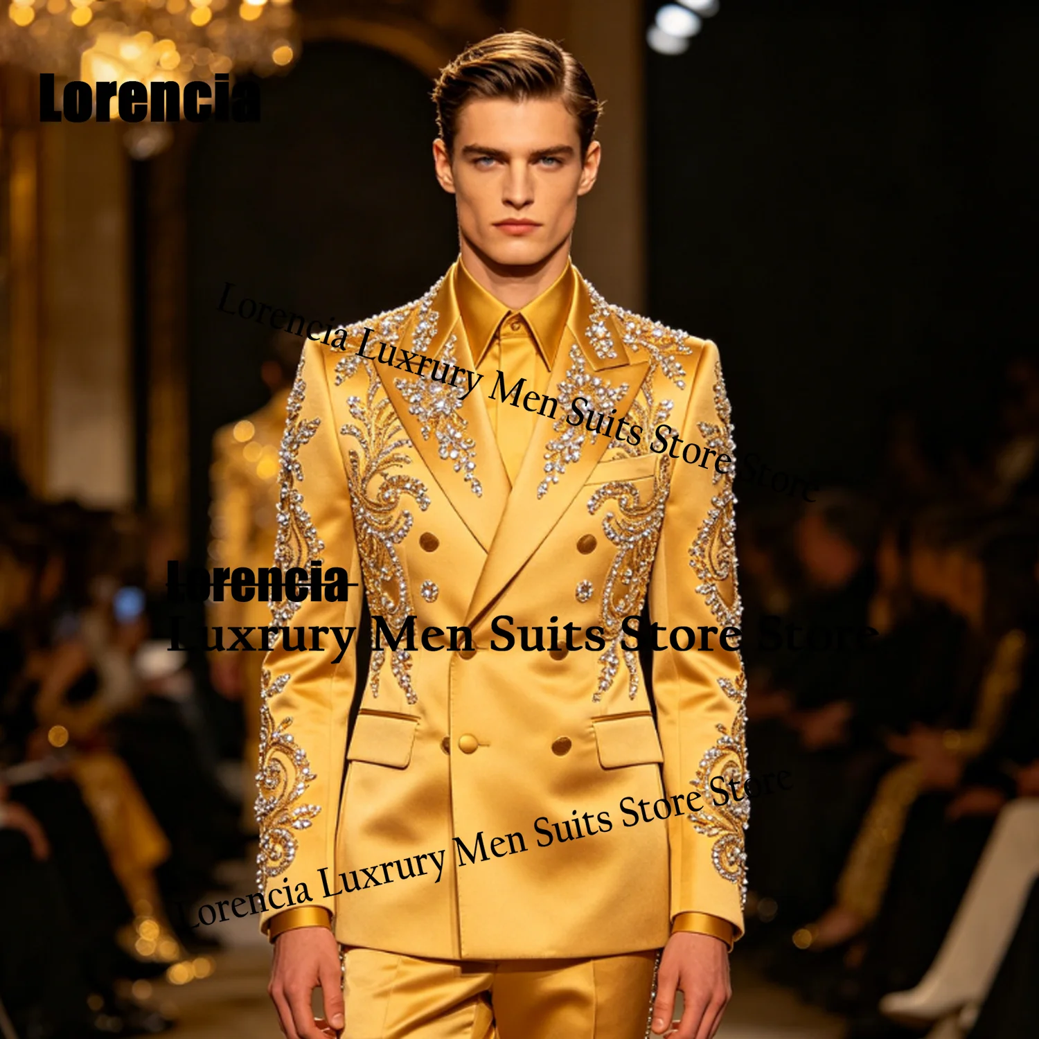 Customized Gem Double Breasted Men Suit Glitter Diamonds Evening Tuxedos Slim High Quality hombre 2 Pieces Set Groom Male Blazer
Customized Gem Double Breasted Men Suit Glitter Diamonds Evening Tuxedos Slim High Quality hombre 2 Pieces Set Groom Male Blazer