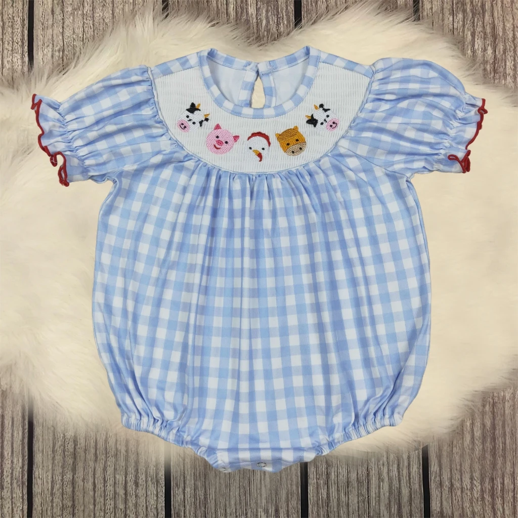 Summer Newborn Bubble Farm Animals Smocked Coverall Infant Toddler Kids Romper Baby Girl Embroidery Plaid Children Clothing
Summer Newborn Bubble Farm Animals Smocked Coverall Infant Toddler Kids Romper Baby Girl Embroidery Plaid Children Clothing