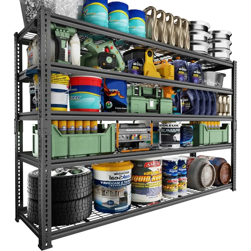 Heavy-Duty 5-Shelf Metal Storage Rack, 60x24x78, 3300 lbs Capacity, Utility or Kitchen Use
Heavy-Duty 5-Shelf Metal Storage Rack, 60x24x78, 3300 lbs Capacity, Utility or Kitchen Use