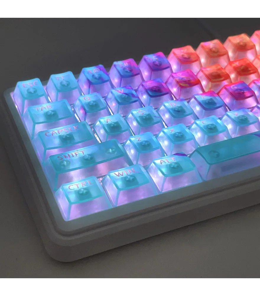 Gradual change five-sided fog transparent mechanical keyboard keycap ai3D pad printing PC customization original Wooting etc
Gradual change five-sided fog transparent mechanical keyboard keycap ai3D pad printing PC customization original Wooting etc