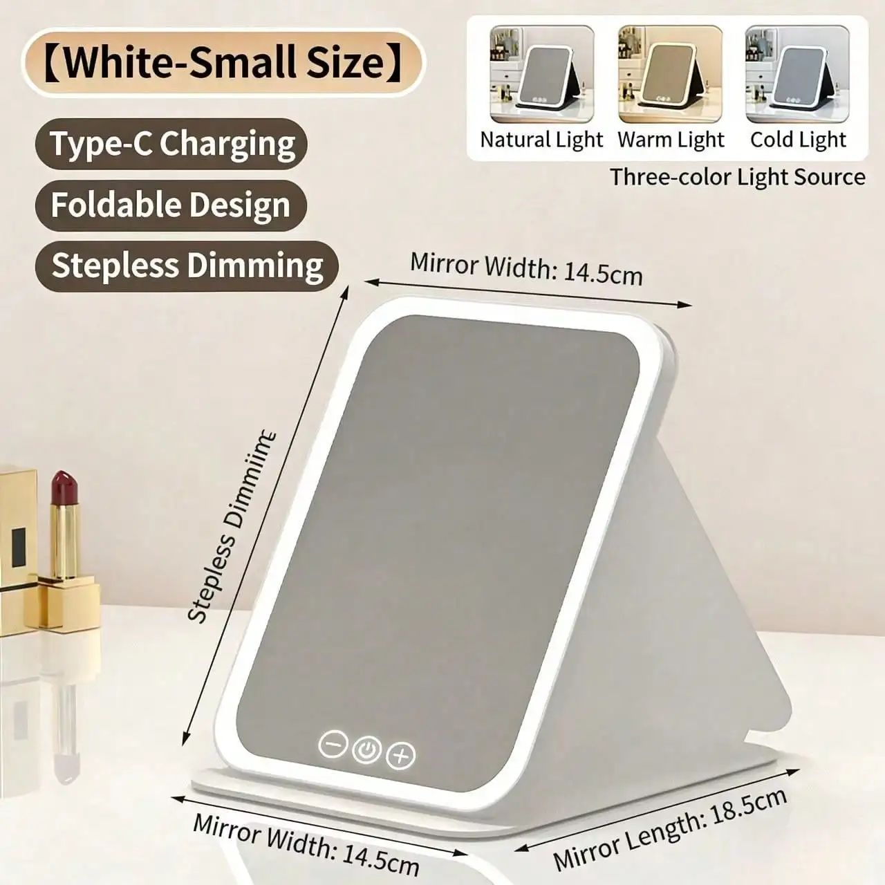 New LED foldable vanity mirror with fill light, portable for desk, dorm and office. Pink gift set, perfect Mother's Day gift for women.
New LED foldable vanity mirror with fill light, portable for desk, dorm and office. Pink gift set, perfect Mother's Day gift for women.