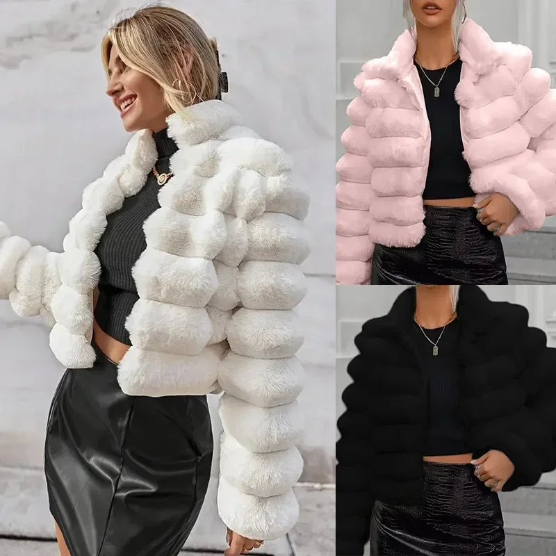 Women Autumn Winter Imitation Fur Jacket Short Solid Color Long Sleeve Warm Faux Fur Coat
Women Autumn Winter Imitation Fur Jacket Short Solid Color Long Sleeve Warm Faux Fur Coat