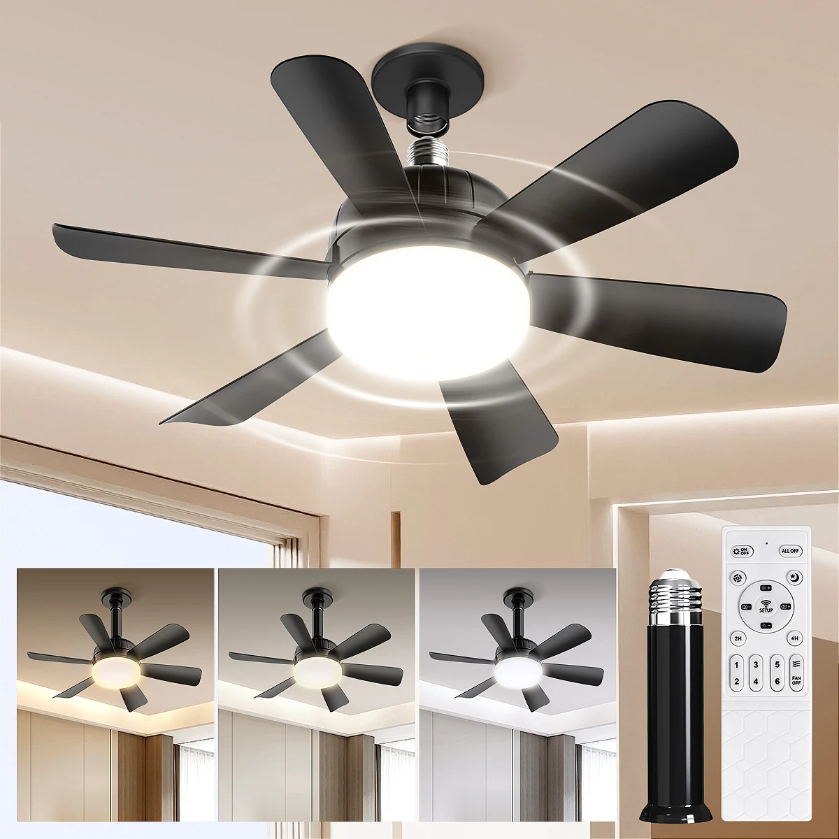 2 IN 1 LED Ceiling Fan Lamp Indoor with Romote, 3 Color Dimmable 6 Speed, Ultra Quiet Timing Function Fan for Bedroom Kitchen
2 IN 1 LED Ceiling Fan Lamp Indoor with Romote, 3 Color Dimmable 6 Speed, Ultra Quiet Timing Function Fan for Bedroom Kitchen