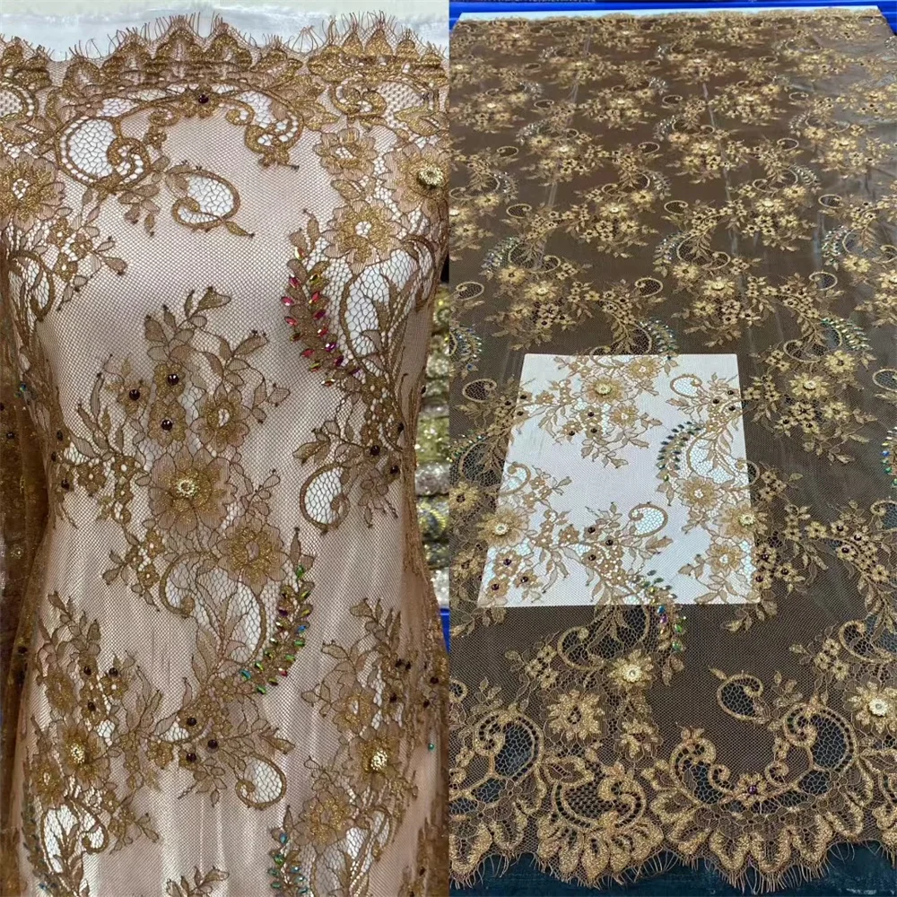 Latest Nigerian Lace Fabrics 2025 For Women French Lace Fabrics Quality French Mesh Lace Fabric Rhinestones Fabric Brown A1235-1
Latest Nigerian Lace Fabrics 2025 For Women French Lace Fabrics Quality French Mesh Lace Fabric Rhinestones Fabric Brown A1235-1