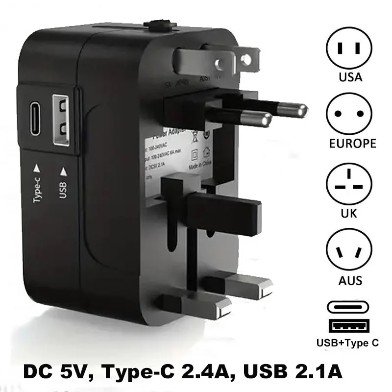 Travel Charger with One USB & One Type-C Charging Ports,World All In One Universal Travel Adapter, Wall Charger AC Power Plug Ad
Travel Charger with One USB & One Type-C Charging Ports,World All In One Universal Travel Adapter, Wall Charger AC Power Plug Ad