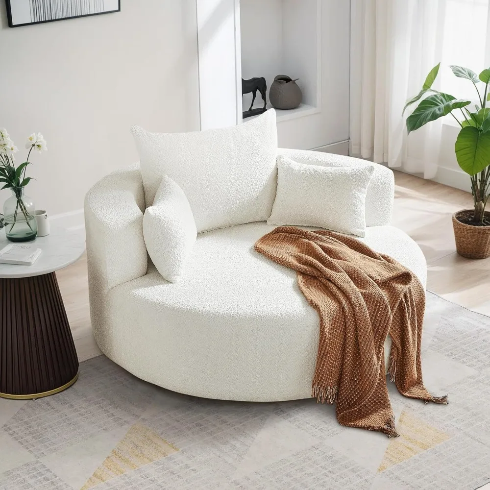 Oversized Swivel Barrel Chair - Comfortable Modern Chenille Upholstered Sofa Chair with Removable Cushions
Oversized Swivel Barrel Chair - Comfortable Modern Chenille Upholstered Sofa Chair with Removable Cushions
