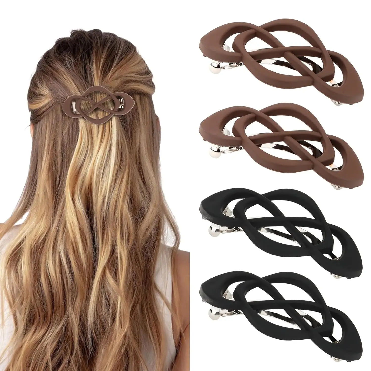 Hair Barrettes for Women 4packs Hair Clips French Barrette Khaki and Black Clip Stylish Accessories for Women Girls
Hair Barrettes for Women 4packs Hair Clips French Barrette Khaki and Black Clip Stylish Accessories for Women Girls