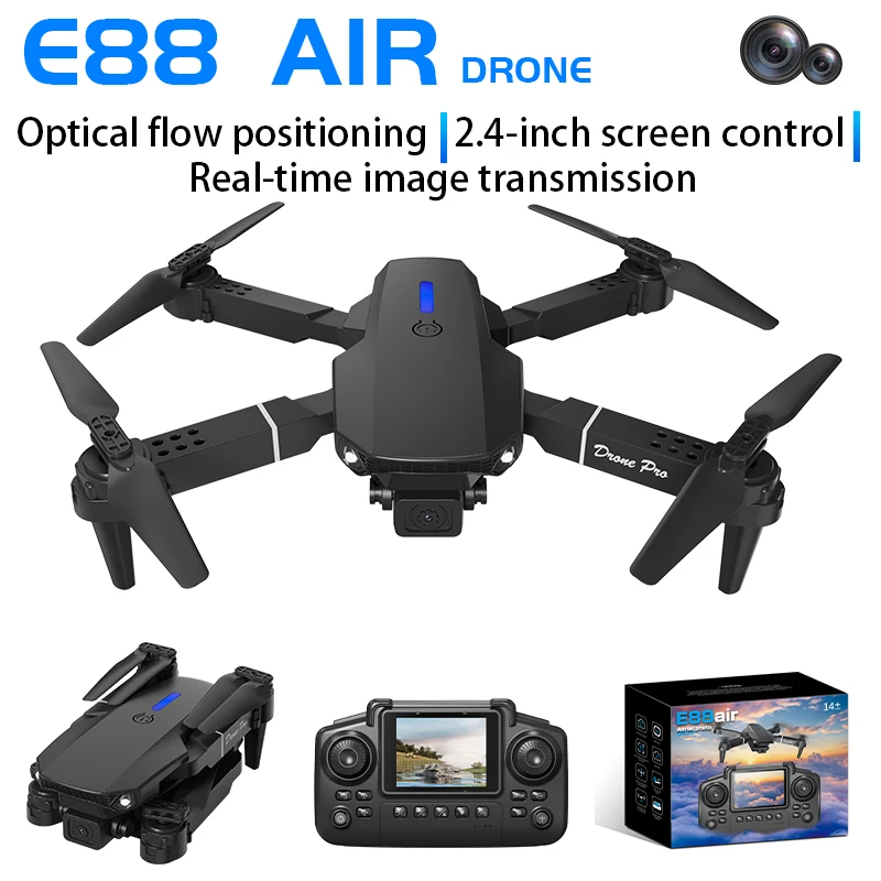 Professional E88 Air Drone with 4K Wide-Angle HD Camera Wi-Fi Altitude Stabilization Foldable Remote-Controlled Quadcopter Helic
Professional E88 Air Drone with 4K Wide-Angle HD Camera Wi-Fi Altitude Stabilization Foldable Remote-Controlled Quadcopter Helic