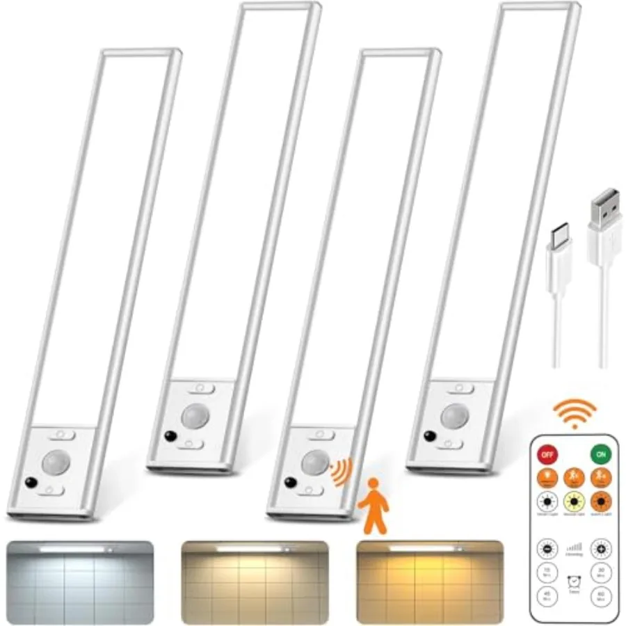 9" Under Cabet Lightg Wireless, Motion Sensor Light door with Remote, LED Rechargeable Closet Light, 3 Color Temps, Dimmable, M
9" Under Cabet Lightg Wireless, Motion Sensor Light door with Remote, LED Rechargeable Closet Light, 3 Color Temps, Dimmable, M
