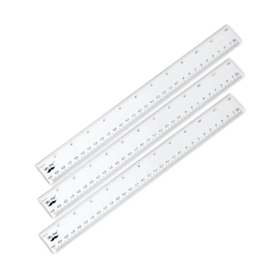 Plastic rulers for crafting, office school use; 12-inch translucent white rulers with scratch-resistant surface, clear inch/cm
Plastic rulers for crafting, office school use; 12-inch translucent white rulers with scratch-resistant surface, clear inch/cm