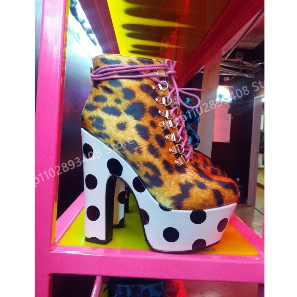 Mutilcolor Animal Print Ankle Boots Cross Tied Platform Chunky High Heel Fashion Party Sexy Women Shoes 2025 Spring Para Mujere
Mutilcolor Animal Print Ankle Boots Cross Tied Platform Chunky High Heel Fashion Party Sexy Women Shoes 2025 Spring Para Mujere