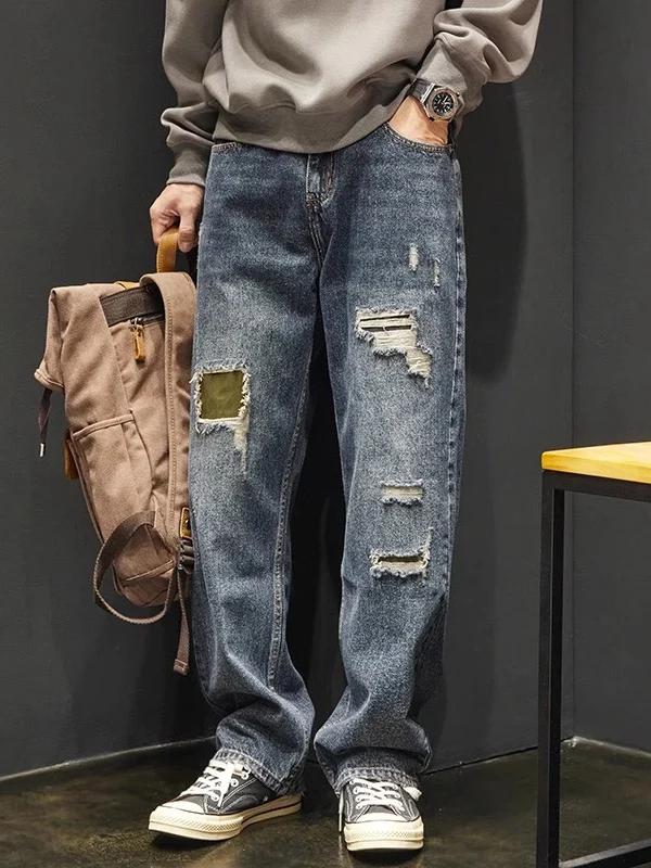 Retro Waed American High Street Men's Jeans Distred Patchwork Loose Straight Leg Casual Trousers for Spring Summer
Retro Waed American High Street Men's Jeans Distred Patchwork Loose Straight Leg Casual Trousers for Spring Summer