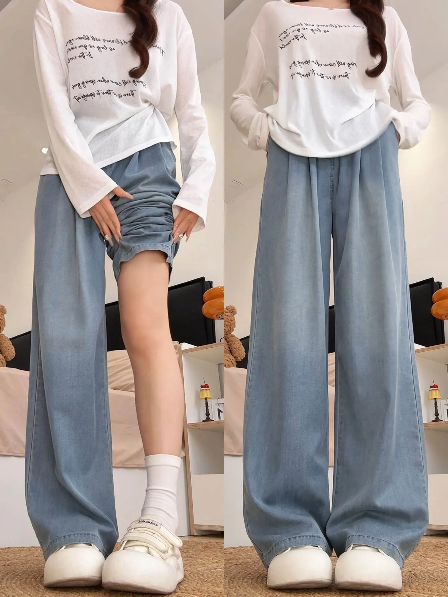 Blue Straight Leg Denim Jeans Women's High Waist Drapey Loose plus Size Petite Wide Leg Pants Casual Style Spring New Arrival
Blue Straight Leg Denim Jeans Women's High Waist Drapey Loose plus Size Petite Wide Leg Pants Casual Style Spring New Arrival