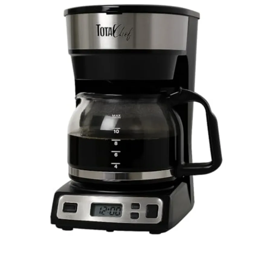 12-Cup Programmable Drip Coffee Maker with Glass Carafe Auto Shut-Off Large Water Reservoir Reusable Filter Dishwasher Safe Bla
12-Cup Programmable Drip Coffee Maker with Glass Carafe Auto Shut-Off Large Water Reservoir Reusable Filter Dishwasher Safe Bla